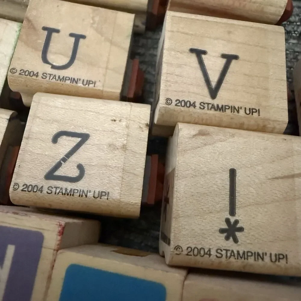 Huge Lot 100+ Wooden Rubber Stamps Alphabet Numbers & Symbols Crafting Stampin
